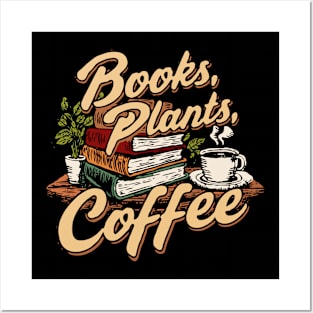 Books Plants Coffee, Funny Retro Posters and Art